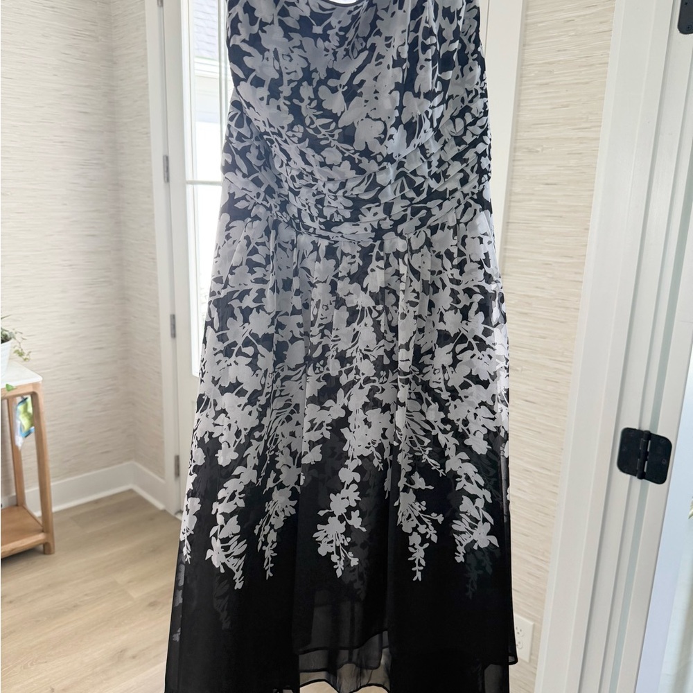 White House Black Market Monochrome Floral Maxi Dress